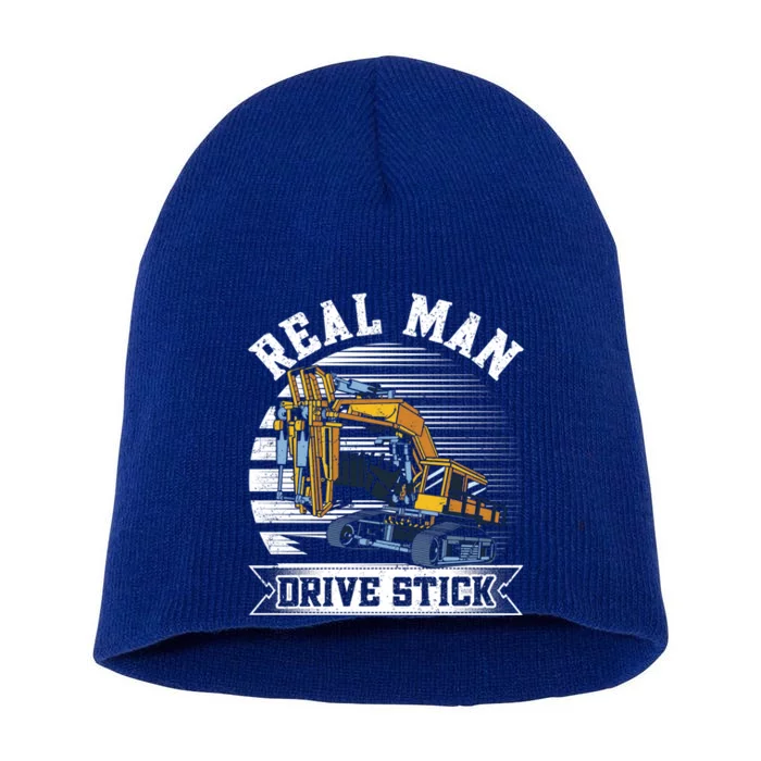 Real Drive Stick Construction Workers And Excavator Gift Short Acrylic Beanie