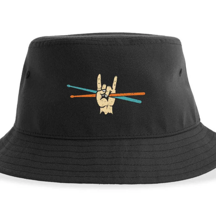 Retro Drum Sticks Art Percussion Drum Player Sustainable Bucket Hat