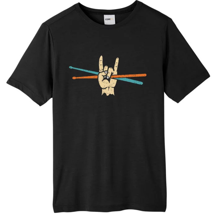 Retro Drum Sticks Art Percussion Drum Player ChromaSoft Performance T-Shirt