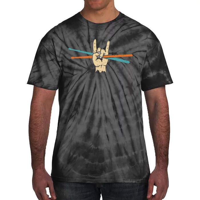 Retro Drum Sticks Art Percussion Drum Player Tie-Dye T-Shirt