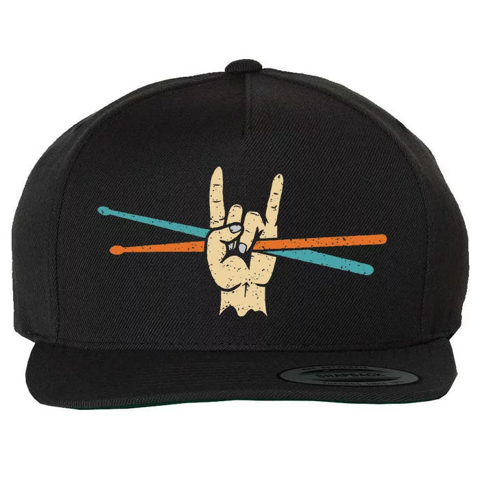 Retro Drum Sticks Art Percussion Drum Player Wool Snapback Cap