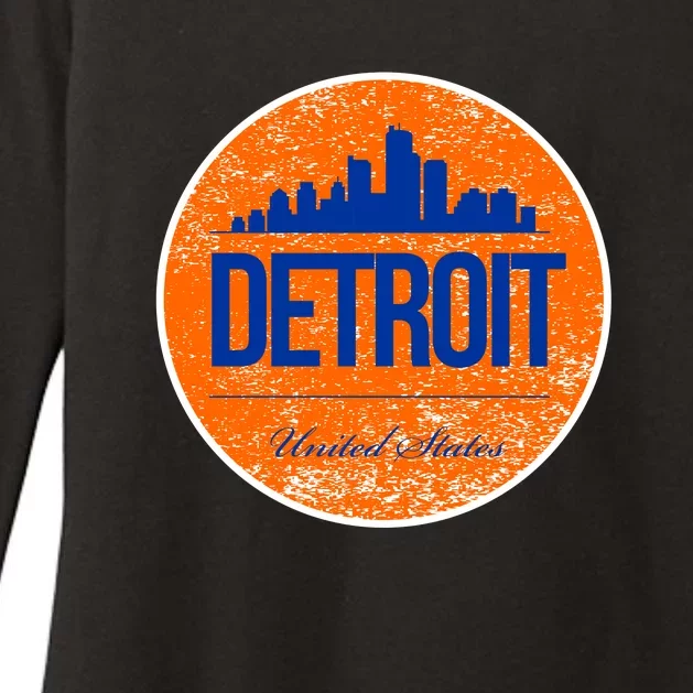 Retro Detroit Skyline Logo Womens CVC Long Sleeve Shirt