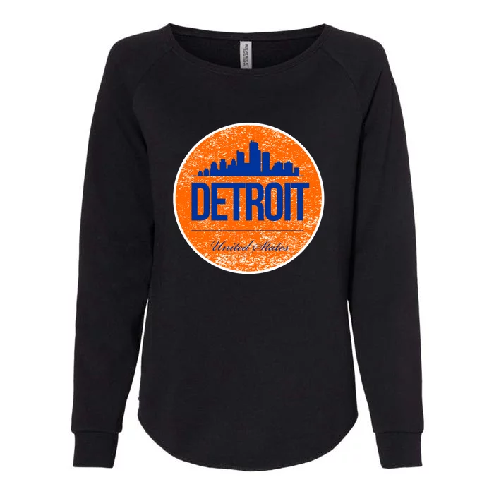 Retro Detroit Skyline Logo Womens California Wash Sweatshirt