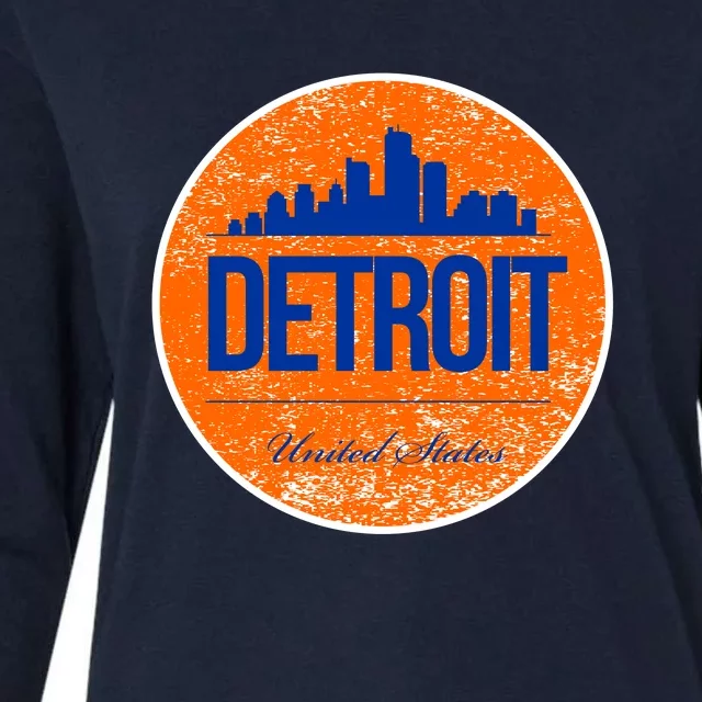 Retro Detroit Skyline Logo Womens Cotton Relaxed Long Sleeve T-Shirt