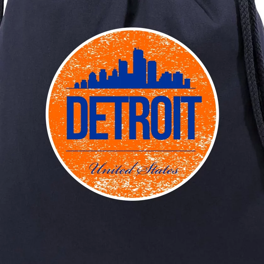 Retro Detroit Skyline Logo Drawstring Bag