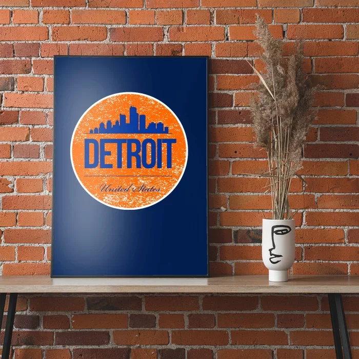 Retro Detroit Skyline Logo Poster