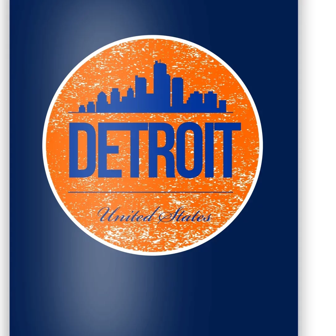 Retro Detroit Skyline Logo Poster