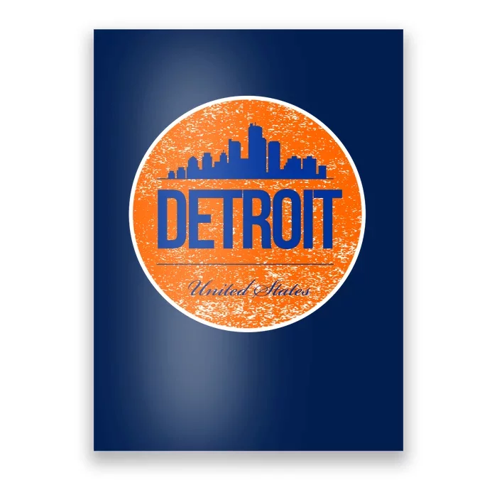 Retro Detroit Skyline Logo Poster