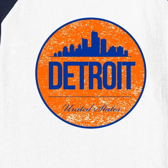 Retro Detroit Skyline Logo Baseball Sleeve Shirt