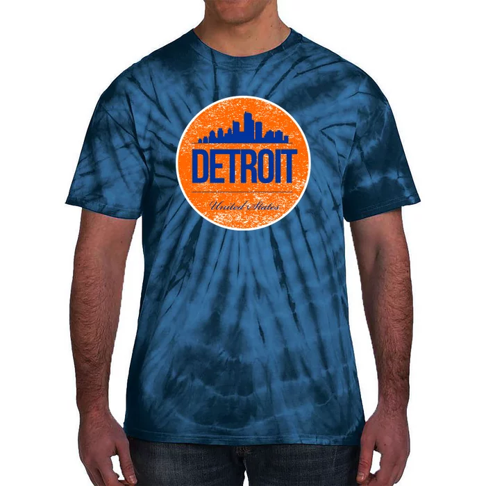 Retro Detroit Skyline Logo Tie-Dye T-Shirt