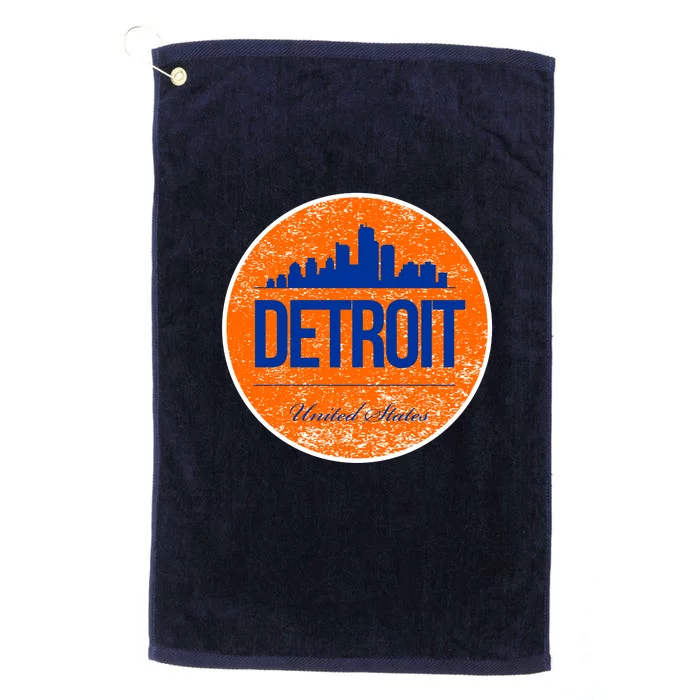 Retro Detroit Skyline Logo Platinum Collection Golf Towel