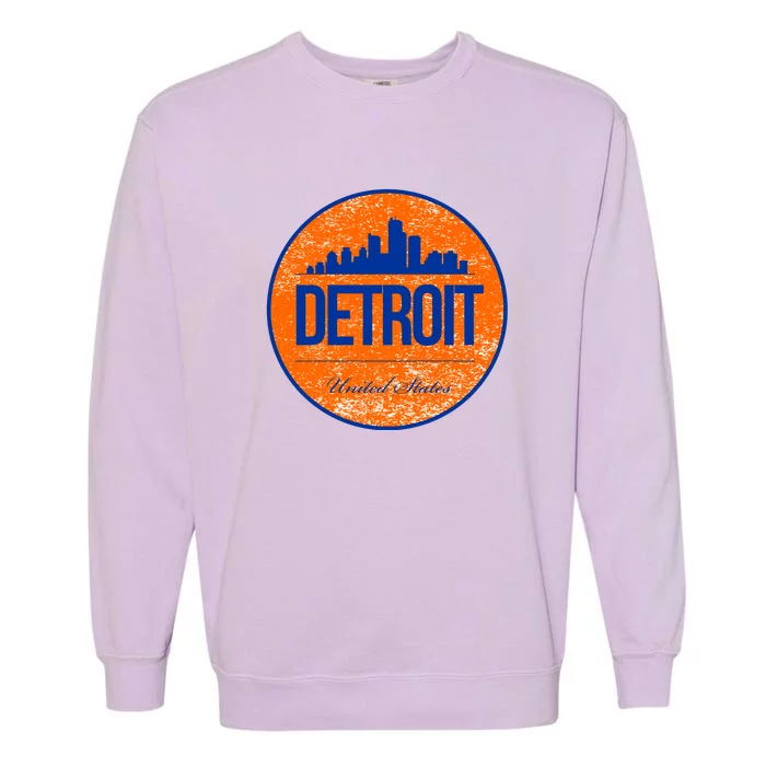 Retro Detroit Skyline Logo Garment-Dyed Sweatshirt