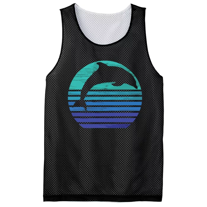 Retro Dolphin Silhouette Mesh Reversible Basketball Jersey Tank