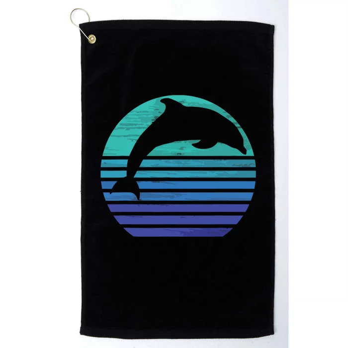 Retro Dolphin Silhouette Platinum Collection Golf Towel