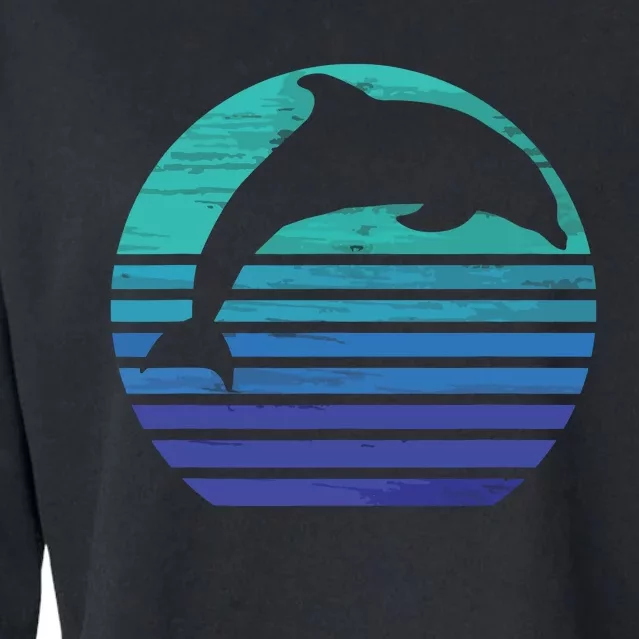 Retro Dolphin Silhouette Cropped Pullover Crew