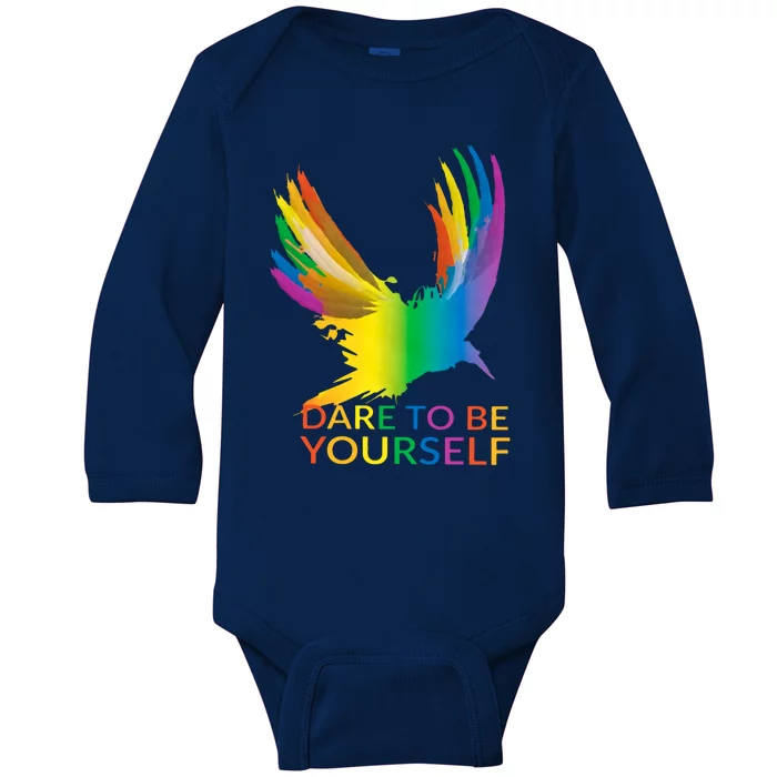 Raven Dare To Be Yourself Cool Gift Funny Gift Baby Long Sleeve Bodysuit