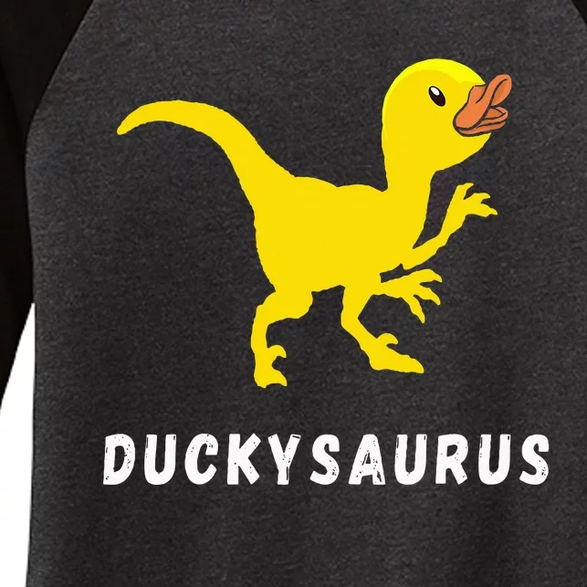 Rubber Duck Trex Duck Dino Funny Rubber Duck Dinosaur Women's Tri-Blend 3/4-Sleeve Raglan Shirt