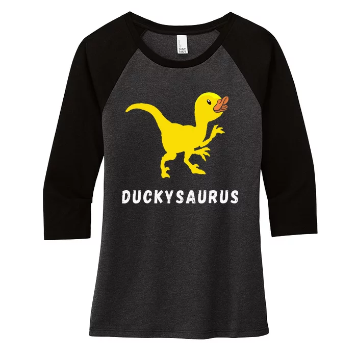 Rubber Duck Trex Duck Dino Funny Rubber Duck Dinosaur Women's Tri-Blend 3/4-Sleeve Raglan Shirt