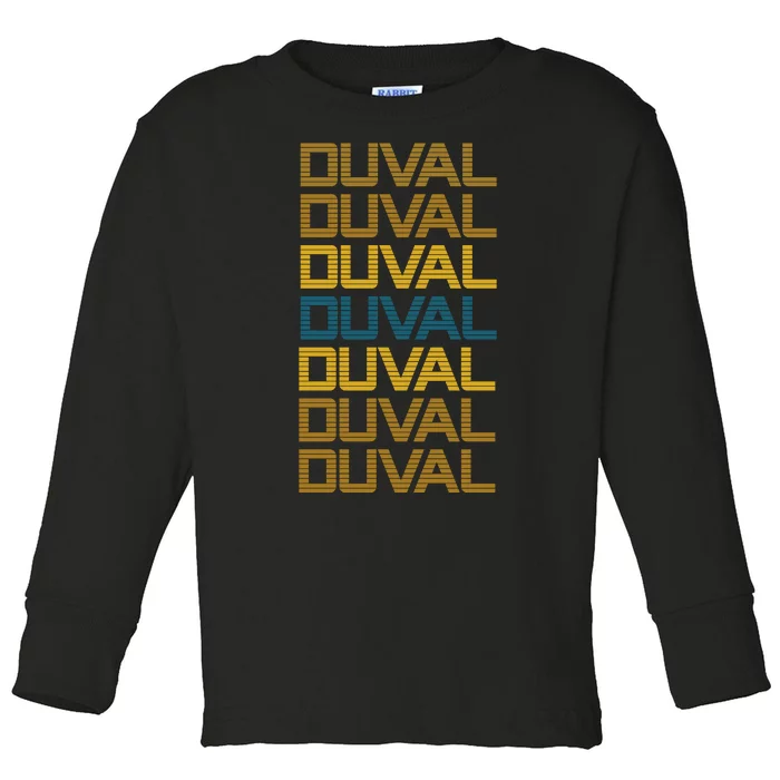 Retro Duval Teal And Gold Toddler Long Sleeve Shirt