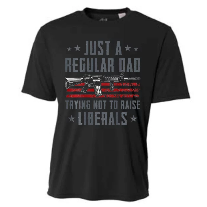 Regular Dad Trying Not To Raise Liberals Pro Gun Cooling Performance Crew T-Shirt