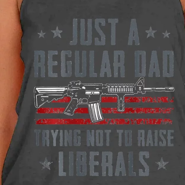 Regular Dad Trying Not To Raise Liberals Pro Gun Women's Knotted Racerback Tank