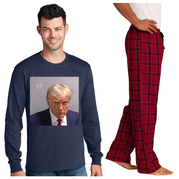 Real Donald Trump Mugshot At Fulton County Sheriffs Office Long Sleeve Pajama Set