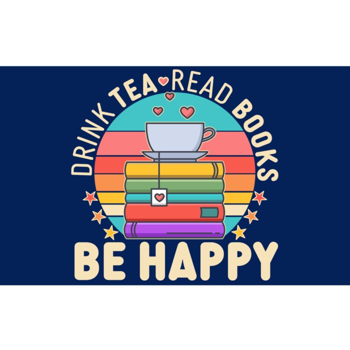 Retro Drink Tea Read Books Be Happy Bumper Sticker