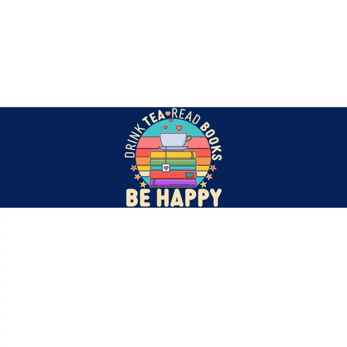 Retro Drink Tea Read Books Be Happy Bumper Sticker