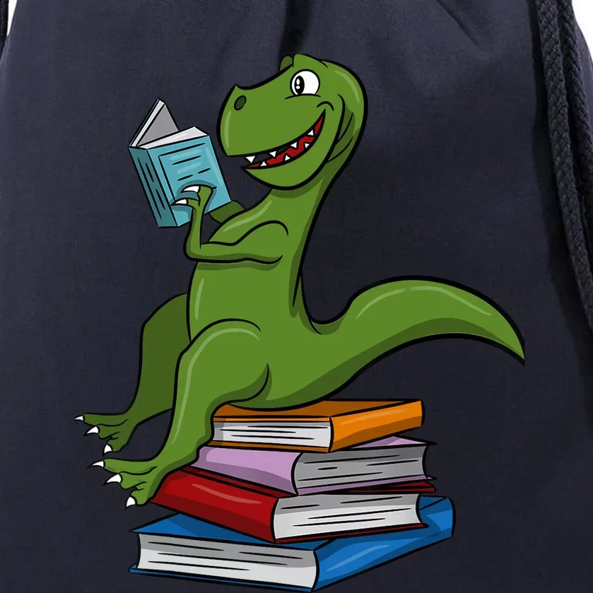 Reading Dinosaur T Rex Dinosaur Lover Dino Book Gift Idea Drawstring Bag