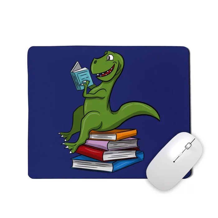 Reading Dinosaur T Rex Dinosaur Lover Dino Book Gift Idea Mousepad