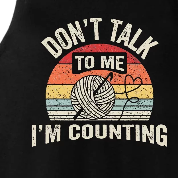 Retro DonT Talk To Me IM Counting Crochet Crocheting Ladies Tri-Blend Wicking Tank