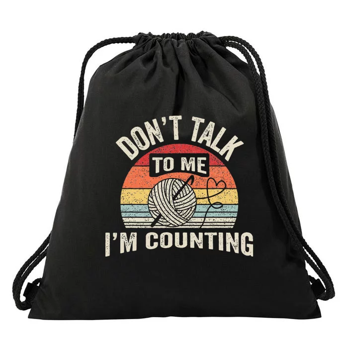 Retro DonT Talk To Me IM Counting Crochet Crocheting Drawstring Bag