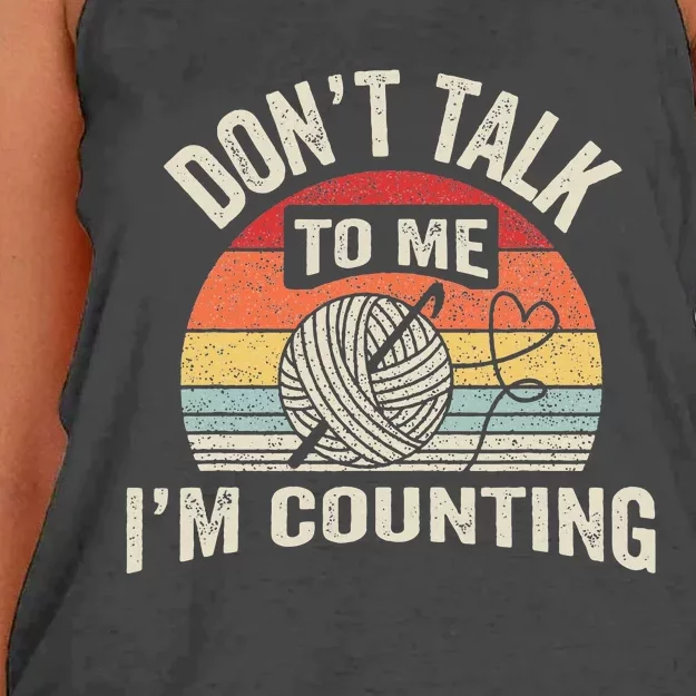 Retro DonT Talk To Me IM Counting Crochet Crocheting Women's Knotted Racerback Tank