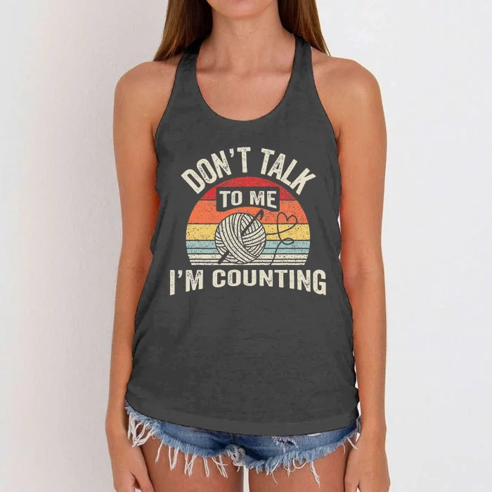 Retro DonT Talk To Me IM Counting Crochet Crocheting Women's Knotted Racerback Tank