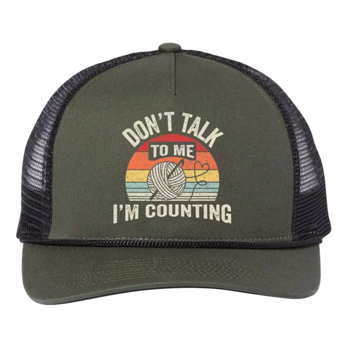 Retro DonT Talk To Me IM Counting Crochet Crocheting Retro Rope Trucker Hat Cap