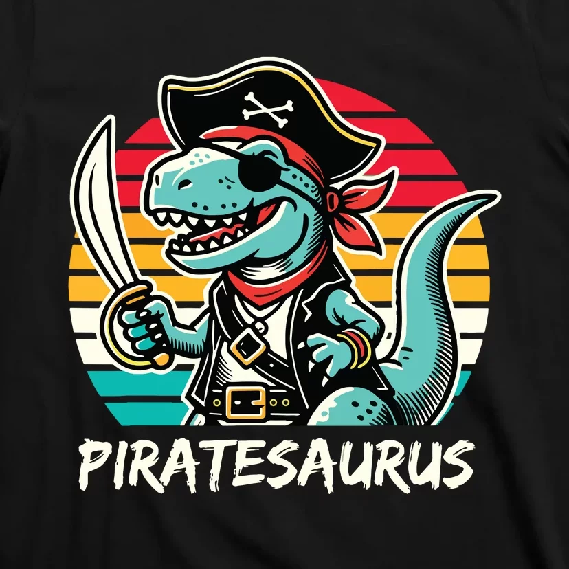 Retro Dinosaur T Rex Pirate Costume Piratesaurus T-Shirt