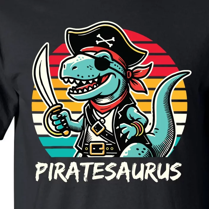 Retro Dinosaur T Rex Pirate Costume Piratesaurus Tall T-Shirt