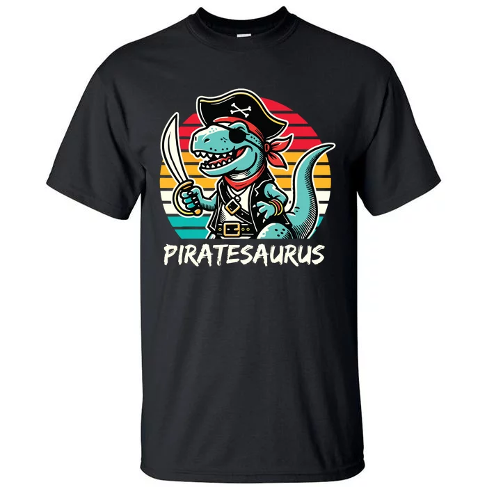 Retro Dinosaur T Rex Pirate Costume Piratesaurus Tall T-Shirt