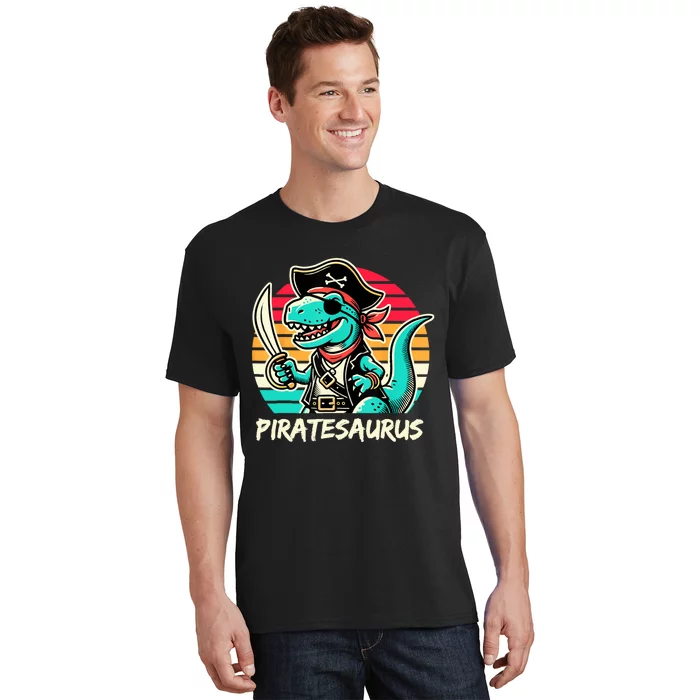 Retro Dinosaur T Rex Pirate Costume Piratesaurus T-Shirt