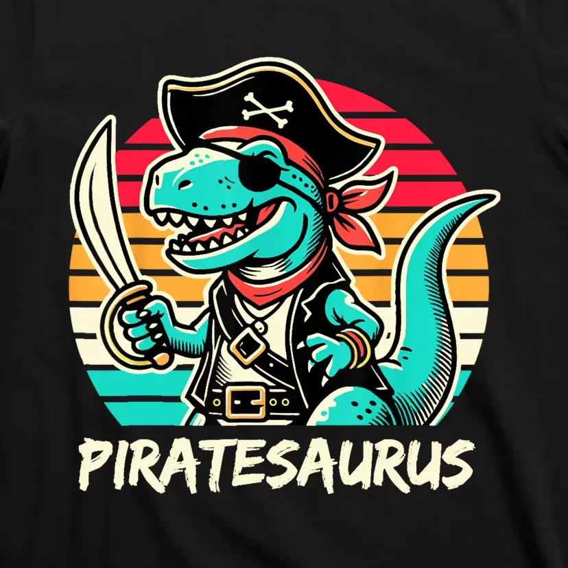 Retro Dinosaur T Rex Pirate Costume Piratesaurus T-Shirt