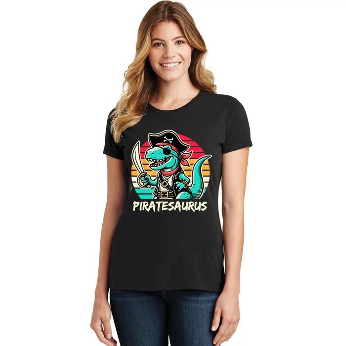 Retro Dinosaur T Rex Pirate Costume Piratesaurus Women's T-Shirt