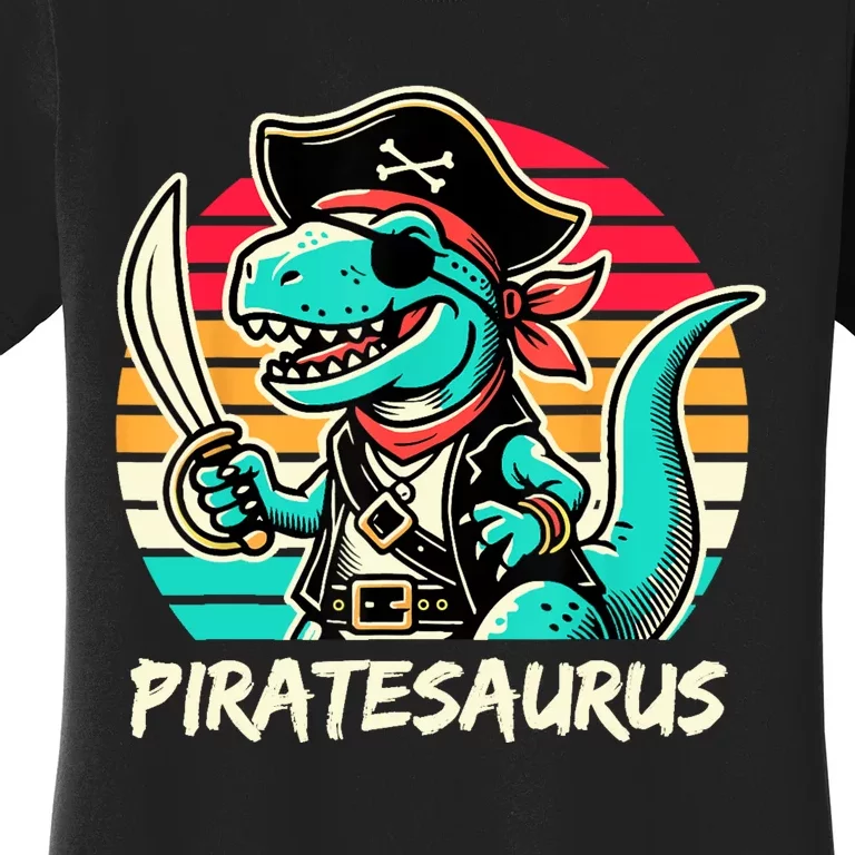 Retro Dinosaur T Rex Pirate Costume Piratesaurus Women's T-Shirt