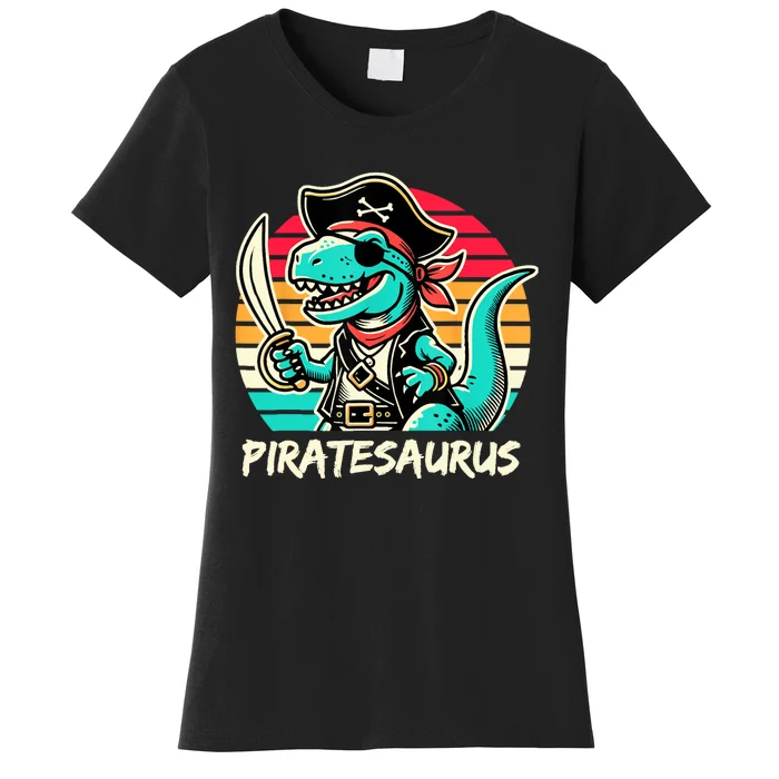 Retro Dinosaur T Rex Pirate Costume Piratesaurus Women's T-Shirt