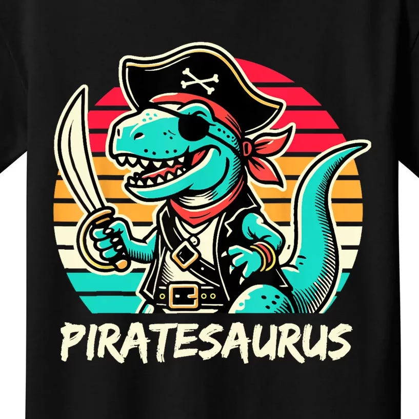 Retro Dinosaur T Rex Pirate Costume Piratesaurus Kids T-Shirt