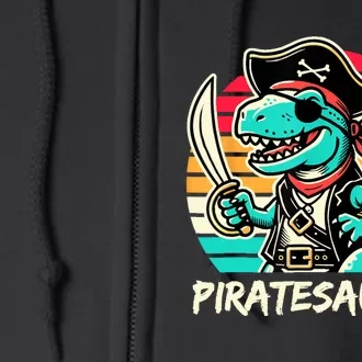 Retro Dinosaur T Rex Pirate Costume Piratesaurus Full Zip Hoodie