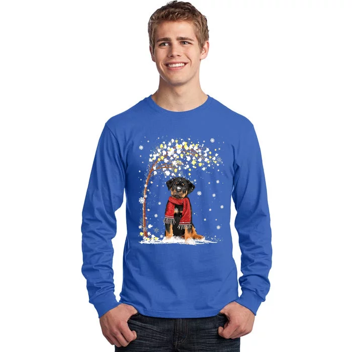 Rottweiler Dog Tree Christmas Snow Pajama Xmas Dog Lover Gift Tall Long Sleeve T-Shirt