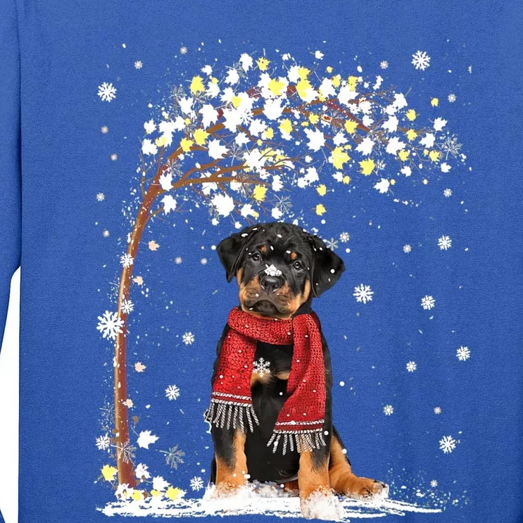 Rottweiler Dog Tree Christmas Snow Pajama Xmas Dog Lover Gift Tall Long Sleeve T-Shirt