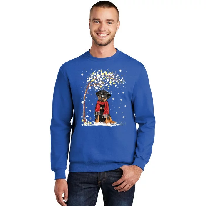 Rottweiler Dog Tree Christmas Snow Pajama Xmas Dog Lover Gift Tall Sweatshirt