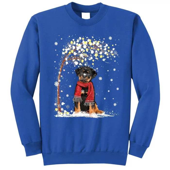 Rottweiler Dog Tree Christmas Snow Pajama Xmas Dog Lover Gift Tall Sweatshirt