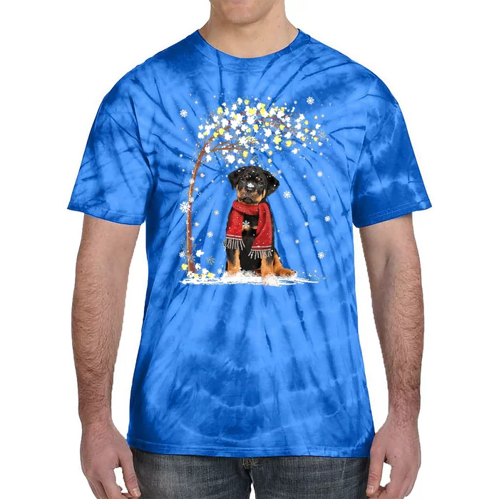 Rottweiler Dog Tree Christmas Snow Pajama Xmas Dog Lover Gift Tie-Dye T-Shirt